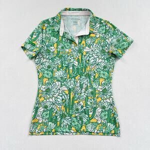Good Good Golf Desert Bloom Cactus Green Floral Print Performance Polo Shirt XS
